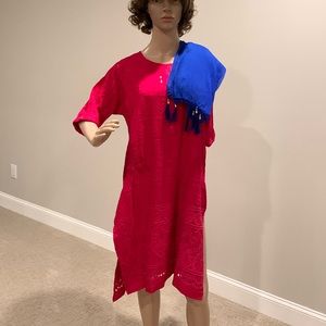 Kurti Tunic with chiffon scarf and leggings with decorative hem and design